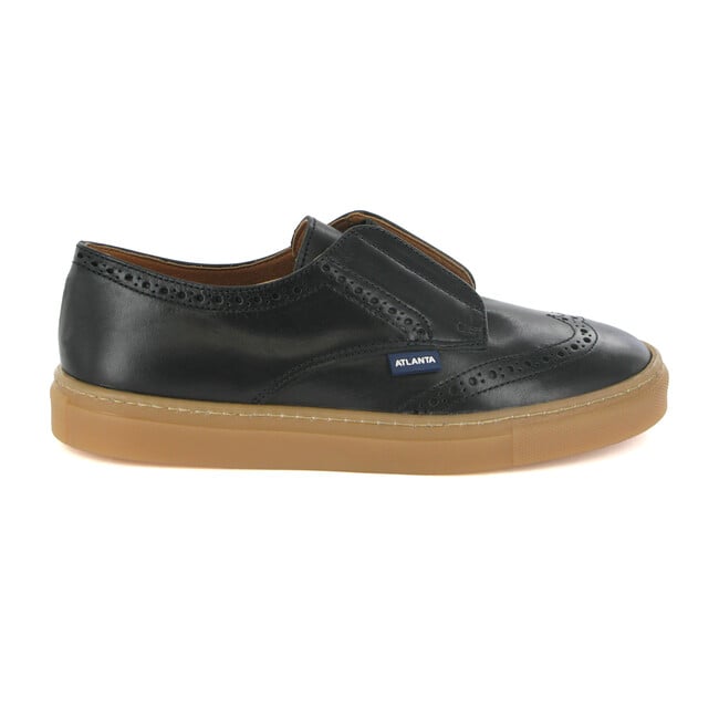 Oxford Tennis Sneaker, Black Leather