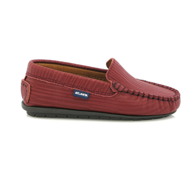 Leather Mocassin, Ostrich Wine Print