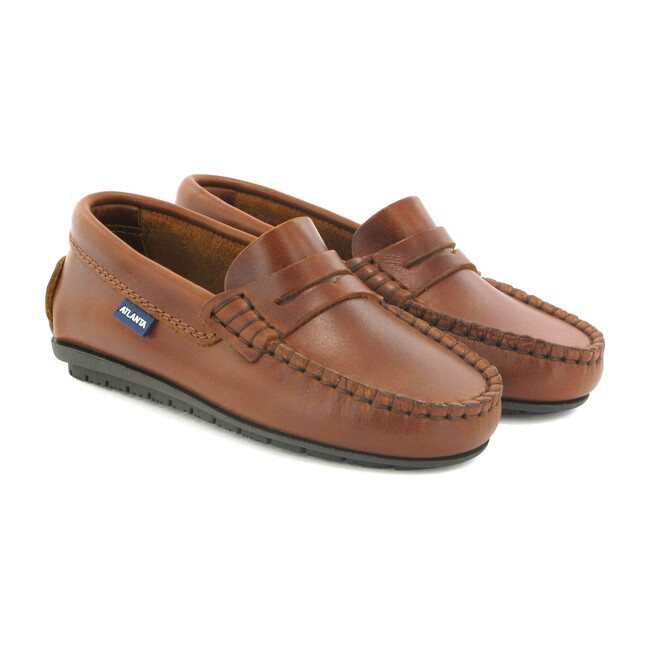 Penny Mocassin in Rustic Leather, Brandy