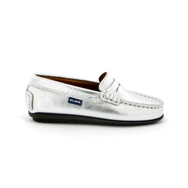 Penny Moccasin in Metallic Leather, Silver
