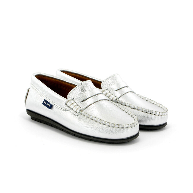 Penny Moccasin in Metallic Leather, Silver