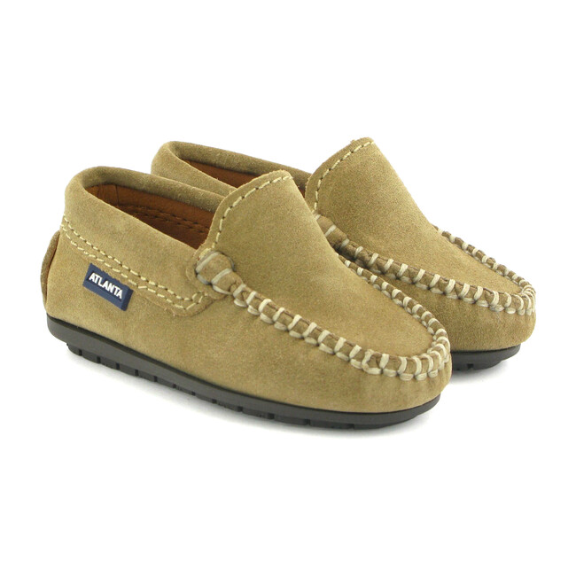 Toddler Plain Vamp Mocassin in Suede, Beige