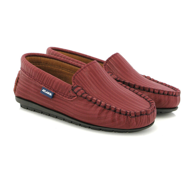 Leather Mocassin, Ostrich Wine Print