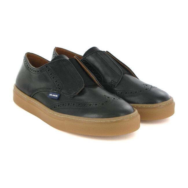 Oxford Tennis Sneaker, Black Leather