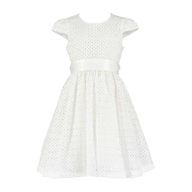 Cotton Embroidered Party Dress, White