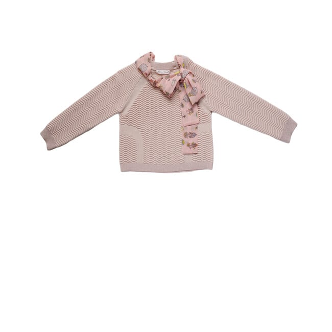 Knitted Sweater With Sash, Light Pink