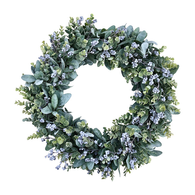 Farmhouse Spring Wreath, Gray Berries and Eucalyptus