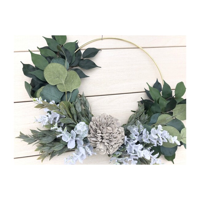 Farmhouse Hoop Wreath, Gray Dahlia