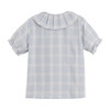 Lily Ruffle Collar Blouse, Light Blue Check - Blouses - 2