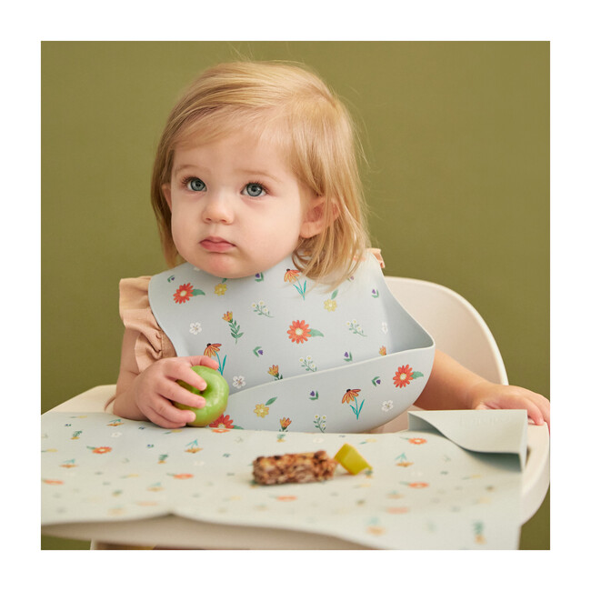 Silicone Bib Foldable Placemat Set Wildflower Chambray Blue - Other Accents - 2