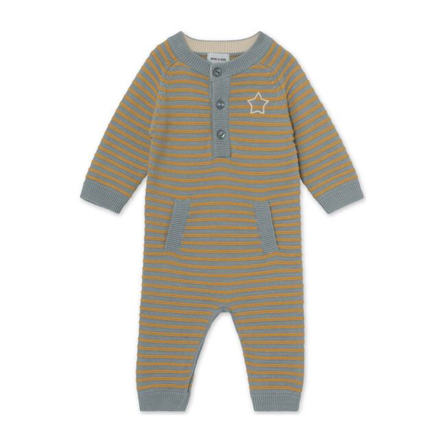 Organic Vilhelm Romper, Slate Blue