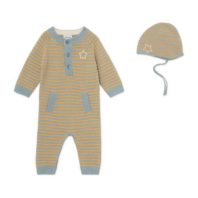 Organic Vilhelm Romper, Slate Blue