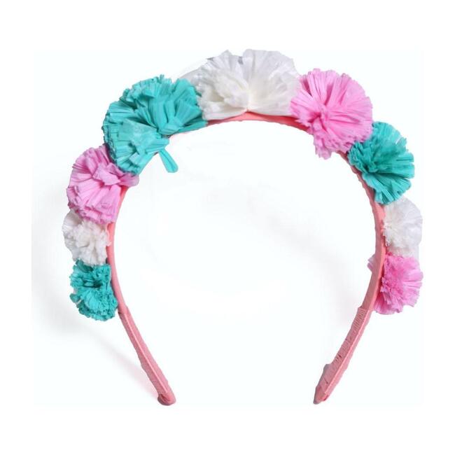 Raffia Pompom Headband, Phlox Mix