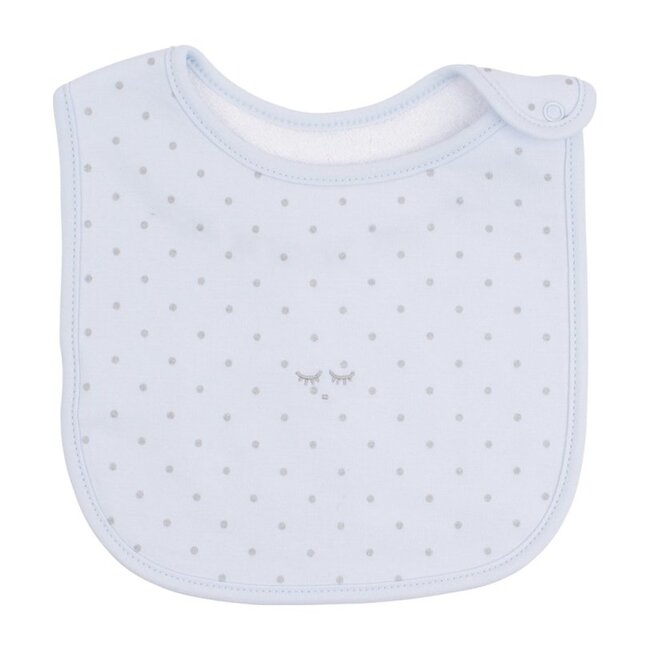 Saturday Bib, Blue & Silver Dots