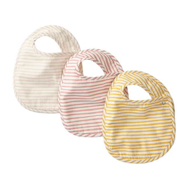 Set of 3 Striped Away Bibs, Petal Multi