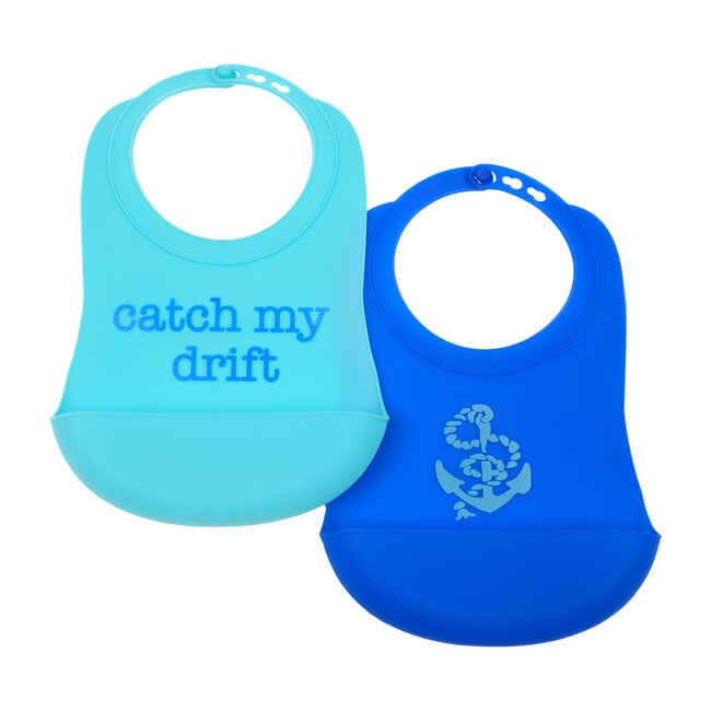 Silicone Bib (2 Pack), Turquoise/Cobalt