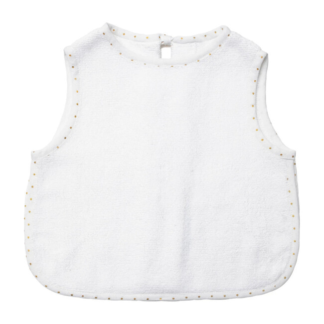 Apron Bib, Gold Spot & White Linen