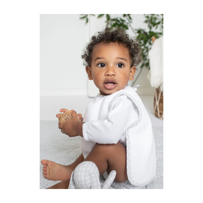 Apron Bib, Gold Spot & White Linen