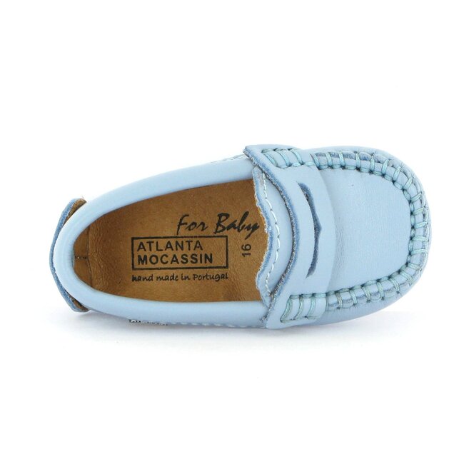 Baby Penny Mocassin in Smooth Leather, Sky Blue
