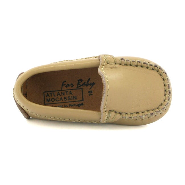 Baby Plain Vamp Moccasin in Smooth Leather, Beige