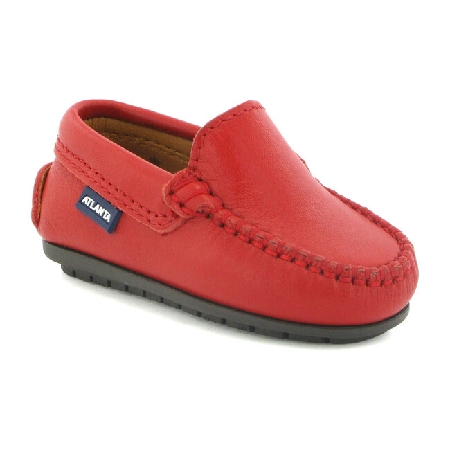 Toddler Plain Vamp Moccasin in Smooth Leather, Red
