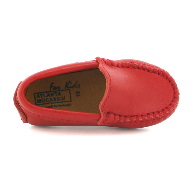 Toddler Plain Vamp Moccasin in Smooth Leather, Red
