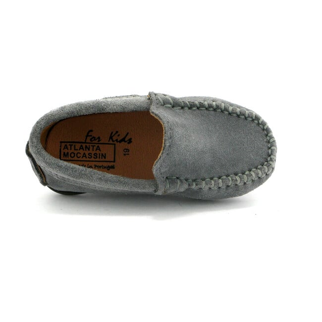 Toddler Plain Vamp Moccasin in Suede Leather, Light Grey