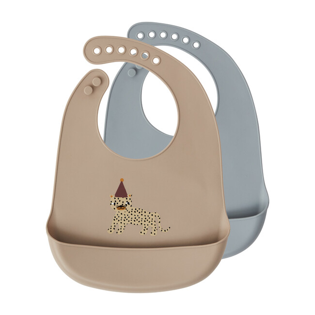 Set of 2 Leopard Bibs, Rose Multi