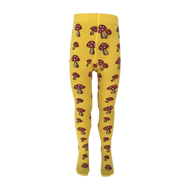 Toadstools Footed Tights, Bright Yellow