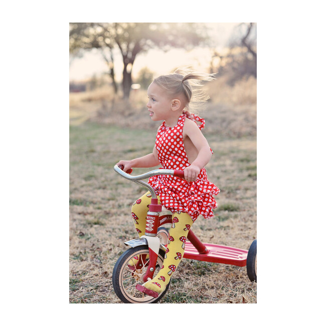 Toadstools Footed Tights, Bright Yellow