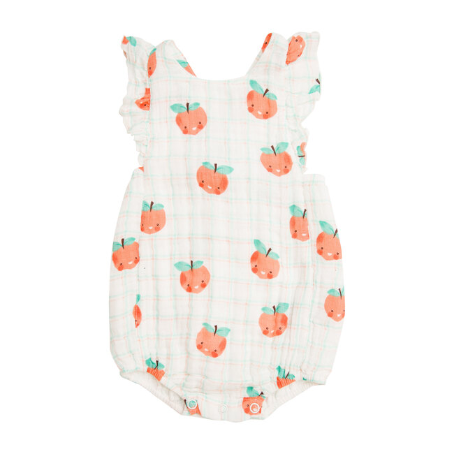 Plaid Peaches Sunsuit, Tropical Peach