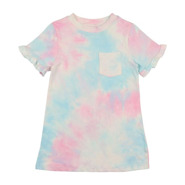 pink and blue tie dye dress