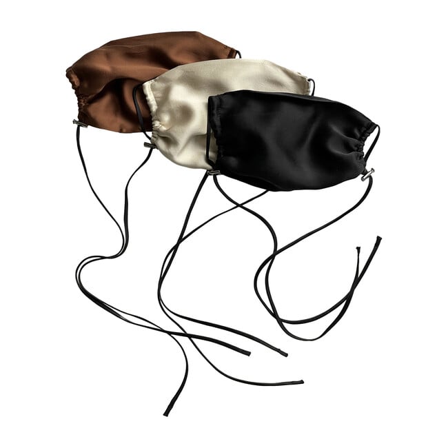 Womens Silk Face Mask 3 Pack, Black, Bone, and Bronze - Face Masks - 1