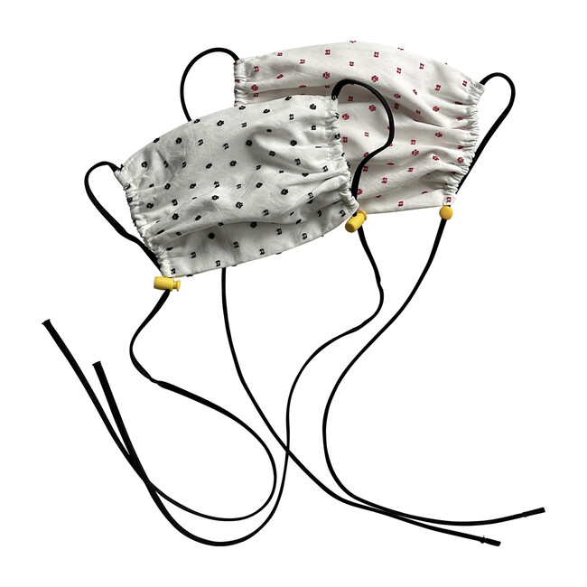 Kids Cotton Face Mask 2 Pack, Black Dot and Red Dot
