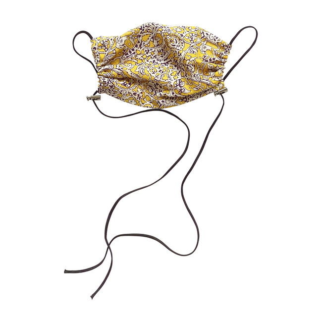 Womens Cotton Face Mask, Yellow Paisley Liberty - Face Masks - 1
