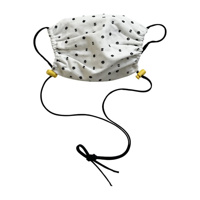Kids Cotton Face Mask, Black Swiss Dot - Face Masks - 1
