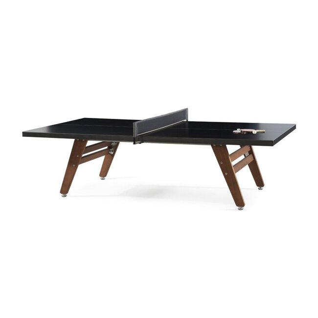 Stationary Ping Pong Table, Black/Wood