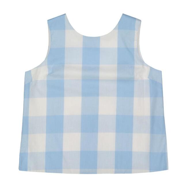 Kingsley Button Back Top, Bluebell Check - Blouses - 1