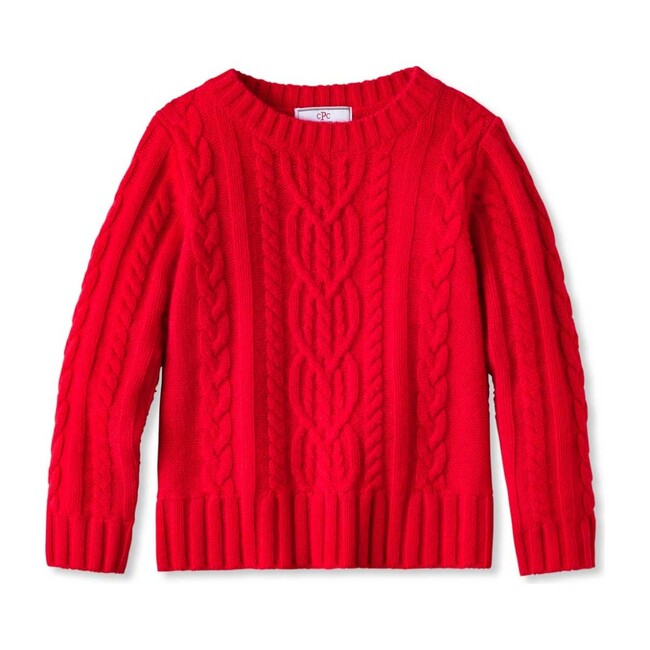 Fishers Cable Cashmere Sweater, Tomato - Sweaters - 1