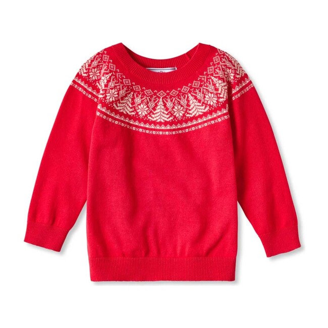 Pine Tree Crew Cotton Fairisle, Tomato - Sweaters - 1