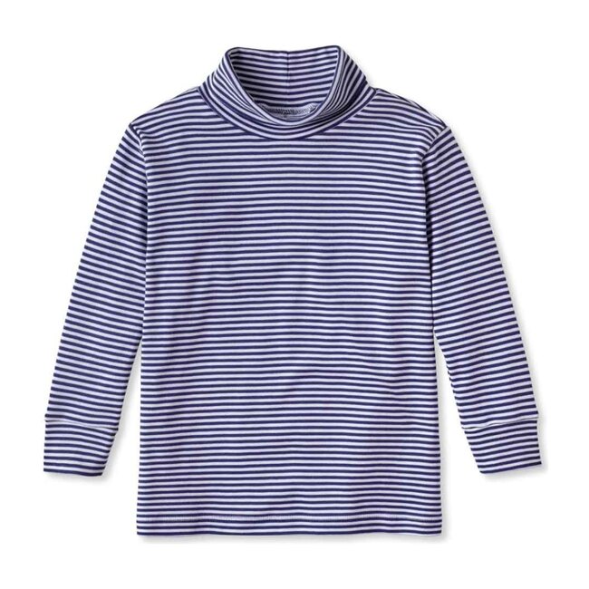 Patrick Pima Turtleneck, Bright Navy and White Stripe - Shirts - 1
