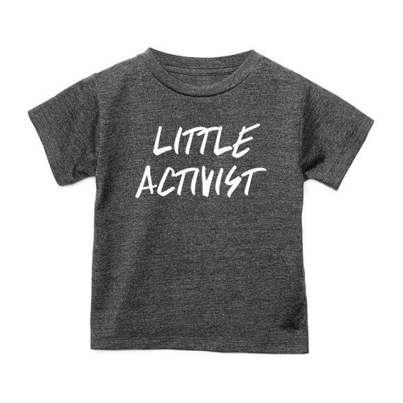 Little Activist T-shirt, Charcoal Grey - Tees - 1