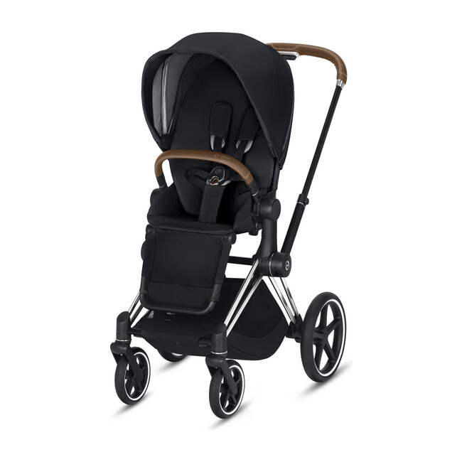 Priam 3 One Box Solution, Chrome/Brown Frame + Premium Black Seat - Single Strollers - 1
