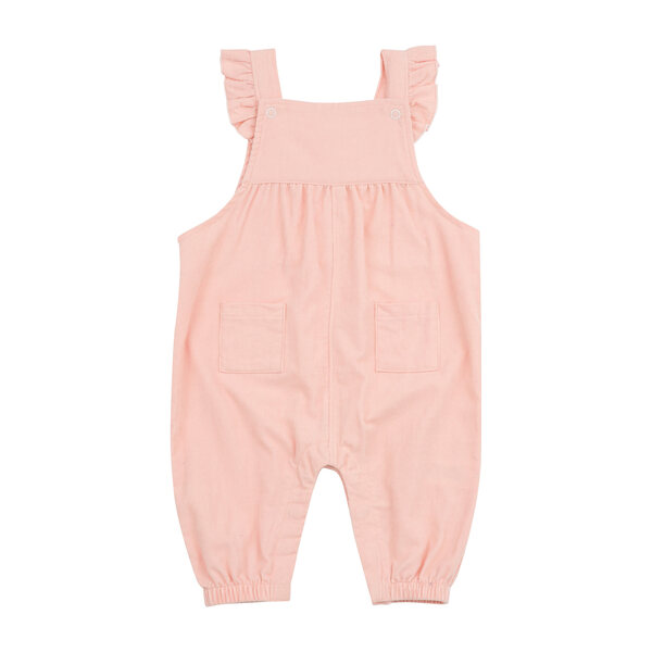 Corduroy Ruffle Overalls, Pink Baby Girl Clothing Rompers