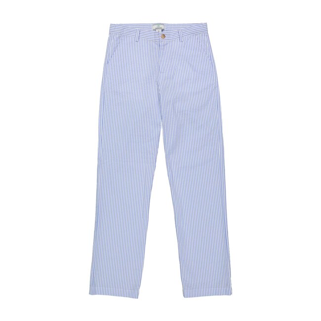 Slim Gavin Seersucker Pants, Blue/White - Pants - 1