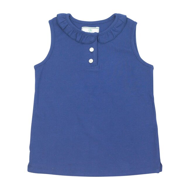 Zoe Sleeveless Polo Shirt, Navy - Shirts - 1