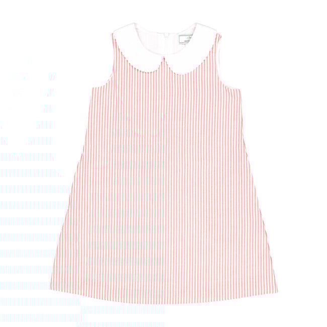 Maddie Seersucker Dress, Red/White