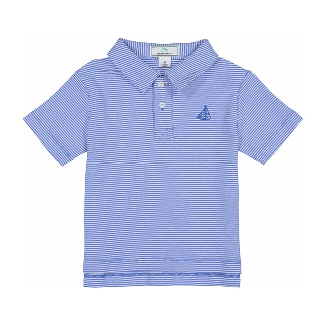 Henry Striped Polo Shirt, Ultra Marine/White - Polo Shirts - 1
