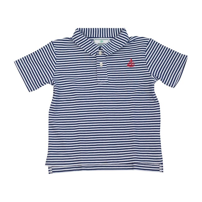 Henry Striped Polo Shirt, Navy/White - Shirts - 1