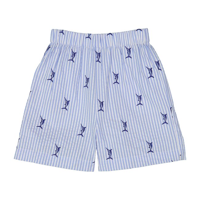 Dylan Marlin Embroidered Short, Blue - Shorts - 1
